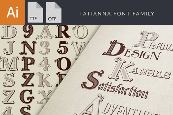 Tatianna Family Vintage Display Fonts for Handmade Creations